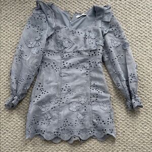 Altar'd State Gray Floral Lace Dress